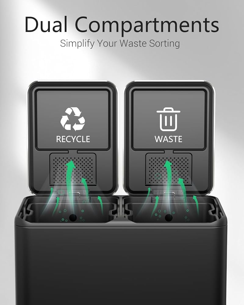 新品【DULTON】2 COMPARTMENT BIN 60 Amazon.com: TLSUNNY Kitchen Dual Trash Can, 60L Hands-Free